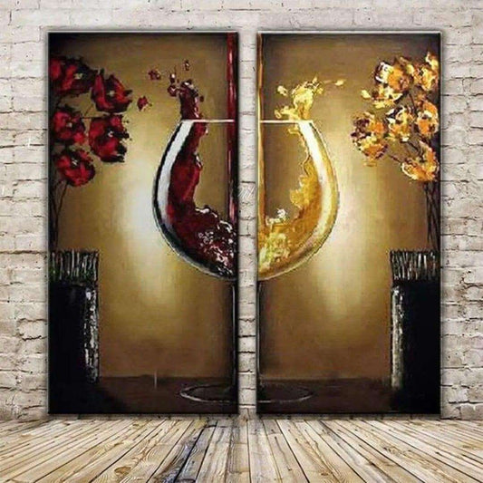 Premium 2-Panel Wine Glass Painting