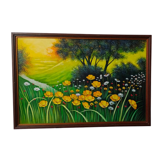 Yellow Flowers Painting on Canvas